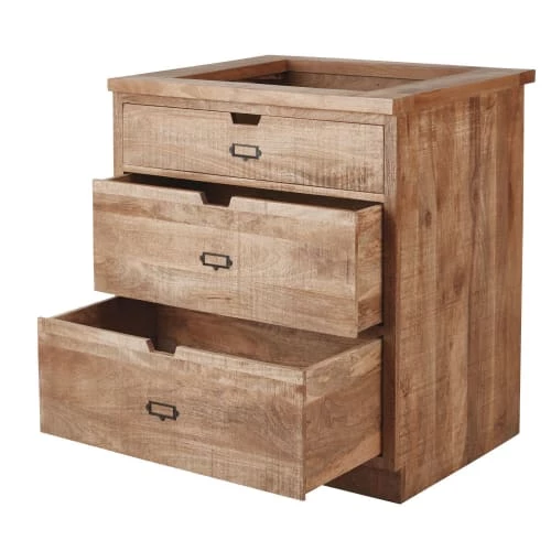 Maisons Du Monde Meubles Bas Casserolier Cuisine 3 Tiroirs En Manguier Massif 4 Maisons Du Monde Meubles Bas Casserolier Cuisine 3 Tiroirs En Manguier Massif – Image 2