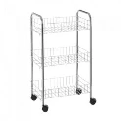 Wadiga Îlots Et Dessertes Chariot à Légumes En Métal Grillagé 3 étages H67cm