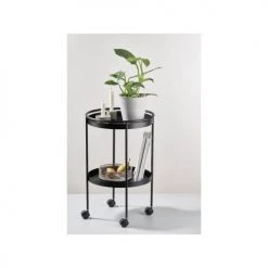 Zone Denmark Îlots Et Dessertes Chariot De Bar à Roulette En Fer Noir -Meubles de cuisine Soldes chariot de bar a roulette en fer noir 2