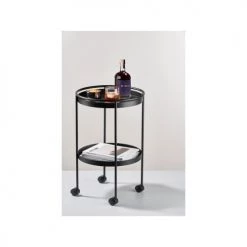 Zone Denmark Îlots Et Dessertes Chariot De Bar à Roulette En Fer Noir -Meubles de cuisine Soldes chariot de bar a roulette en fer noir 3