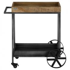 WOMO-DESIGN Îlots Et Dessertes Chariot De Service Naturel/noir, 60x40x80 Cm, En Bois