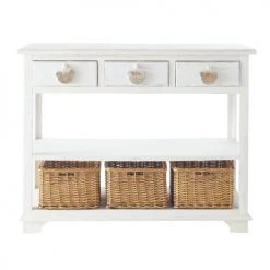 Maisons Du Monde Consoles Et Drapiers Console 3 Tiroirs, 3 Paniers Blanche
