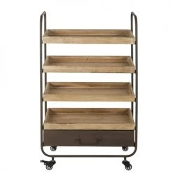 Maisons Du Monde Îlots Et Dessertes Desserte 1 Tiroir En Bois De Sapin Et Métal Noir à Roulettes