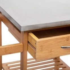 Five Simply Smart Îlots Et Dessertes Desserte 3 Tiroirs 3 Paniers En Bambou -Meubles de cuisine Soldes desserte 3 tiroirs 3 paniers en bambou 2