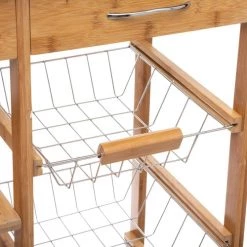 Five Simply Smart Îlots Et Dessertes Desserte 3 Tiroirs 3 Paniers En Bambou -Meubles de cuisine Soldes desserte 3 tiroirs 3 paniers en bambou 3