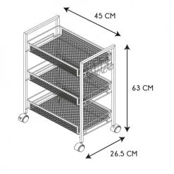 The Home Deco Factory Îlots Et Dessertes Desserte à Roulettes 3 Niveaux -Meubles de cuisine Soldes desserte a roulettes 3 niveaux 6