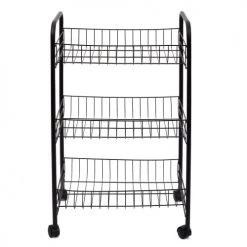 The Home Deco Factory Îlots Et Dessertes Desserte à Roulettes 3 Niveaux Noire -Meubles de cuisine Soldes desserte a roulettes 3 niveaux noire 2