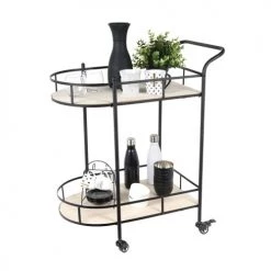 The Home Deco Factory Îlots Et Dessertes Desserte à Roulettes Bois Et Métal -Meubles de cuisine Soldes desserte a roulettes bois et metal 3