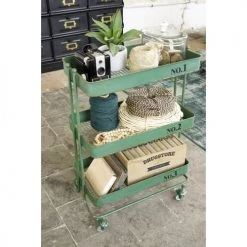 Maisons Du Monde Îlots Et Dessertes Desserte à Roulettes En Métal Vert -Meubles de cuisine Soldes desserte a roulettes en metal vert 1000 14 13 176559 5