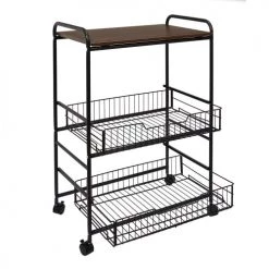 The Home Deco Factory Îlots Et Dessertes Desserte à Roulettes étagère 2 Tiroirs -Meubles de cuisine Soldes desserte a roulettes etagere 2 tiroirs 2