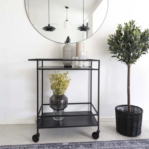 House Nordic Îlots Et Dessertes Desserte à Roulettes Noire 4 House Nordic Îlots Et Dessertes Desserte à Roulettes Noire – Image 2