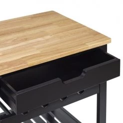 The Home Deco Factory Îlots Et Dessertes Desserte à Roulettes Noire -Meubles de cuisine Soldes desserte a roulettes noire 15