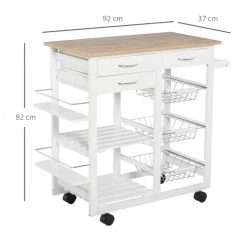 Homcom Îlots Et Dessertes Desserte Chariot Cuisine Multi-rangements Aspect Chêne Clair Pin Blanc 10 Homcom Îlots Et Dessertes Desserte Chariot Cuisine Multi-rangements Aspect Chêne Clair Pin Blanc -Meubles de cuisine Soldes desserte chariot cuisine multi rangements aspect chene clair pin blanc 2