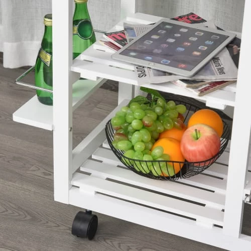 Homcom Îlots Et Dessertes Desserte Chariot Cuisine Multi-rangements Aspect Chêne Clair Pin Blanc 7 Homcom Îlots Et Dessertes Desserte Chariot Cuisine Multi-rangements Aspect Chêne Clair Pin Blanc – Image 5