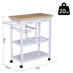 Homcom Îlots Et Dessertes Desserte Chariot De Cuisine Multi-rangements Blanc -Meubles de cuisine Soldes desserte chariot de cuisine multi rangements blanc 2