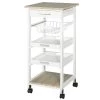 Homcom Îlots Et Dessertes Desserte Cuisine Panier Plateaux Tiroir étagère Chêne Clair Blanc -Meubles de cuisine Soldes desserte cuisine panier plateaux tiroir etagere chene clair blanc