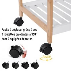 Homcom Îlots Et Dessertes Desserte De Cuisine 2 étagères Avec Plateau Amovible -Meubles de cuisine Soldes desserte de cuisine 2 etageres avec plateau amovible 5