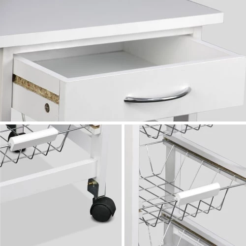 Alice's Garden Îlots Et Dessertes Desserte De Cuisine à Roulettes Blanche 8 Alice's Garden Îlots Et Dessertes Desserte De Cuisine à Roulettes Blanche – Image 6