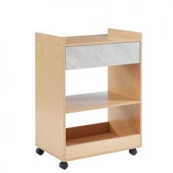 Baita Îlots Et Dessertes Desserte De Cuisine à Roulettes Effet Chêne Et Béton -Meubles de cuisine Soldes desserte de cuisine a roulettes effet chene et beton 2