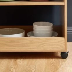 Baita Îlots Et Dessertes Desserte De Cuisine à Roulettes Effet Chêne Et Béton -Meubles de cuisine Soldes desserte de cuisine a roulettes effet chene et beton 4