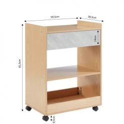 Baita Îlots Et Dessertes Desserte De Cuisine à Roulettes Effet Chêne Et Béton -Meubles de cuisine Soldes desserte de cuisine a roulettes effet chene et beton 5