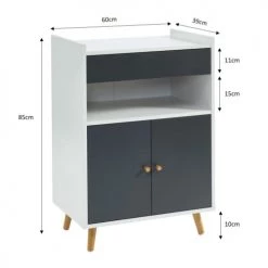 Baita Îlots Et Dessertes Desserte De Cuisine Blanc Et Gris 60cm -Meubles de cuisine Soldes desserte de cuisine blanc et gris 60cm 2