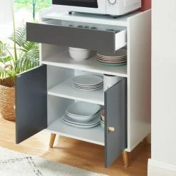 Baita Îlots Et Dessertes Desserte De Cuisine Blanc Et Gris 60cm -Meubles de cuisine Soldes desserte de cuisine blanc et gris 60cm 3