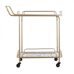 Beliani Îlots Et Dessertes Desserte De Cuisine Blanche Et Doré -Meubles de cuisine Soldes desserte de cuisine blanche et dore 2