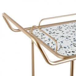 Beliani Îlots Et Dessertes Desserte De Cuisine Blanche Et Doré -Meubles de cuisine Soldes desserte de cuisine blanche et dore 3