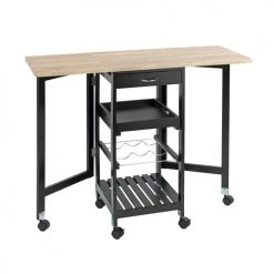 Wenko Îlots Et Dessertes Desserte De Cuisine Dépliante 6 Roulettes Noir