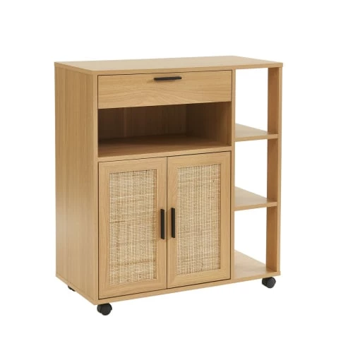 Baita Îlots Et Dessertes Desserte De Cuisine Effet Chêne Et Cannage Rotin Avec Roulettes 8 Baita Îlots Et Dessertes Desserte De Cuisine Effet Chêne Et Cannage Rotin Avec Roulettes – Image 6