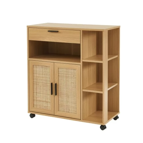 Baita Îlots Et Dessertes Desserte De Cuisine Effet Chêne Et Cannage Rotin Avec Roulettes 3 Baita Îlots Et Dessertes Desserte De Cuisine Effet Chêne Et Cannage Rotin Avec Roulettes