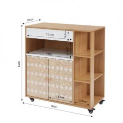 Baita Îlots Et Dessertes Desserte De Cuisine Effet Chêne Et Motifs Blancs 80cm à Roulette -Meubles de cuisine Soldes desserte de cuisine effet chene et motifs blancs 80cm a roulette 4