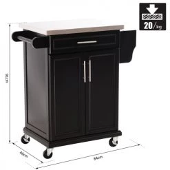 Homcom Îlots Et Dessertes Desserte De Cuisine Multi-rangements Noire -Meubles de cuisine Soldes desserte de cuisine multi rangements noire 2