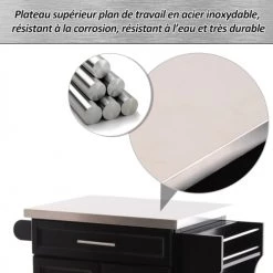 Homcom Îlots Et Dessertes Desserte De Cuisine Multi-rangements Noire -Meubles de cuisine Soldes desserte de cuisine multi rangements noire 5