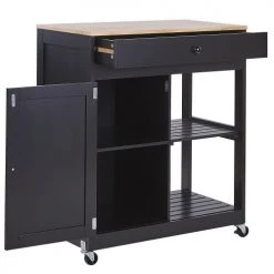 Beliani Îlots Et Dessertes Desserte De Cuisine Noire -Meubles de cuisine Soldes desserte de cuisine noire 2