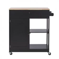 Beliani Îlots Et Dessertes Desserte De Cuisine Noire -Meubles de cuisine Soldes desserte de cuisine noire 3