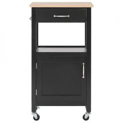 Beliani Îlots Et Dessertes Desserte De Cuisine Noire -Meubles de cuisine Soldes desserte de cuisine noire 8