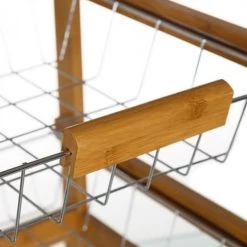 Wadiga Îlots Et Dessertes Desserte De Cuisine Sur Roulettes En Bambou -Meubles de cuisine Soldes desserte de cuisine sur roulettes en bambou 3