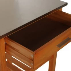 Wadiga Îlots Et Dessertes Desserte De Cuisine Sur Roulettes En Bois Plateau Inox 1 Tiroir -Meubles de cuisine Soldes desserte de cuisine sur roulettes en bois plateau inox 1 tiroir 3