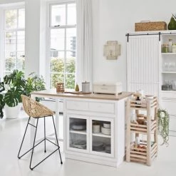 Maisons Du Monde Îlots Et Dessertes Desserte En Bois D'eucalyptus Blanc -Meubles de cuisine Soldes desserte en bois d eucalyptus blanc 1000 16 12 220387 4