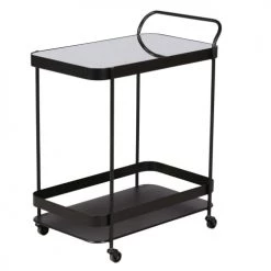 Zago Îlots Et Dessertes Desserte En Métal Noir Avec Plateau Verre -Meubles de cuisine Soldes desserte en metal noir avec plateau verre 1