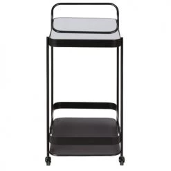 Zago Îlots Et Dessertes Desserte En Métal Noir Avec Plateau Verre -Meubles de cuisine Soldes desserte en metal noir avec plateau verre 2