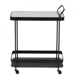 Zago Îlots Et Dessertes Desserte En Métal Noir Avec Plateau Verre