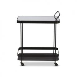 Zago Îlots Et Dessertes Desserte En Métal Noir Avec Plateau Verre -Meubles de cuisine Soldes desserte en metal noir avec plateau verre 3