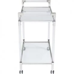 Kare Design Îlots Et Dessertes Desserte En Verre Et Acier Argenté -Meubles de cuisine Soldes desserte en verre et acier argente 4