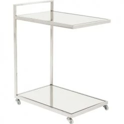 Kare Design Îlots Et Dessertes Desserte En Verre Miroir Et Acier Argenté -Meubles de cuisine Soldes desserte en verre miroir et acier argente 3