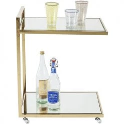 Kare Design Îlots Et Dessertes Desserte En Verre Miroir Et Acier Doré -Meubles de cuisine Soldes desserte en verre miroir et acier dore 4