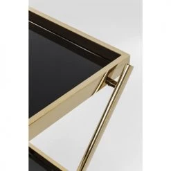 Kare Design Îlots Et Dessertes Desserte En Verre Miroir Noir Et Acier Doré -Meubles de cuisine Soldes desserte en verre miroir noir et acier dore 2