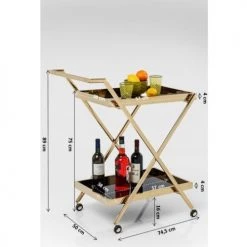 Kare Design Îlots Et Dessertes Desserte En Verre Miroir Noir Et Acier Doré -Meubles de cuisine Soldes desserte en verre miroir noir et acier dore 4